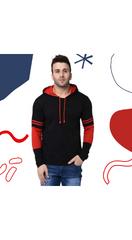 Cotton Solid Full Sleeves Hooded T-Shirts