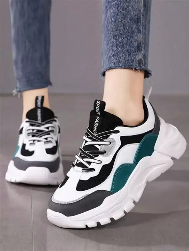 SUSON Damen Weiß-Grün Synthetikleder Sneakers Schuhe