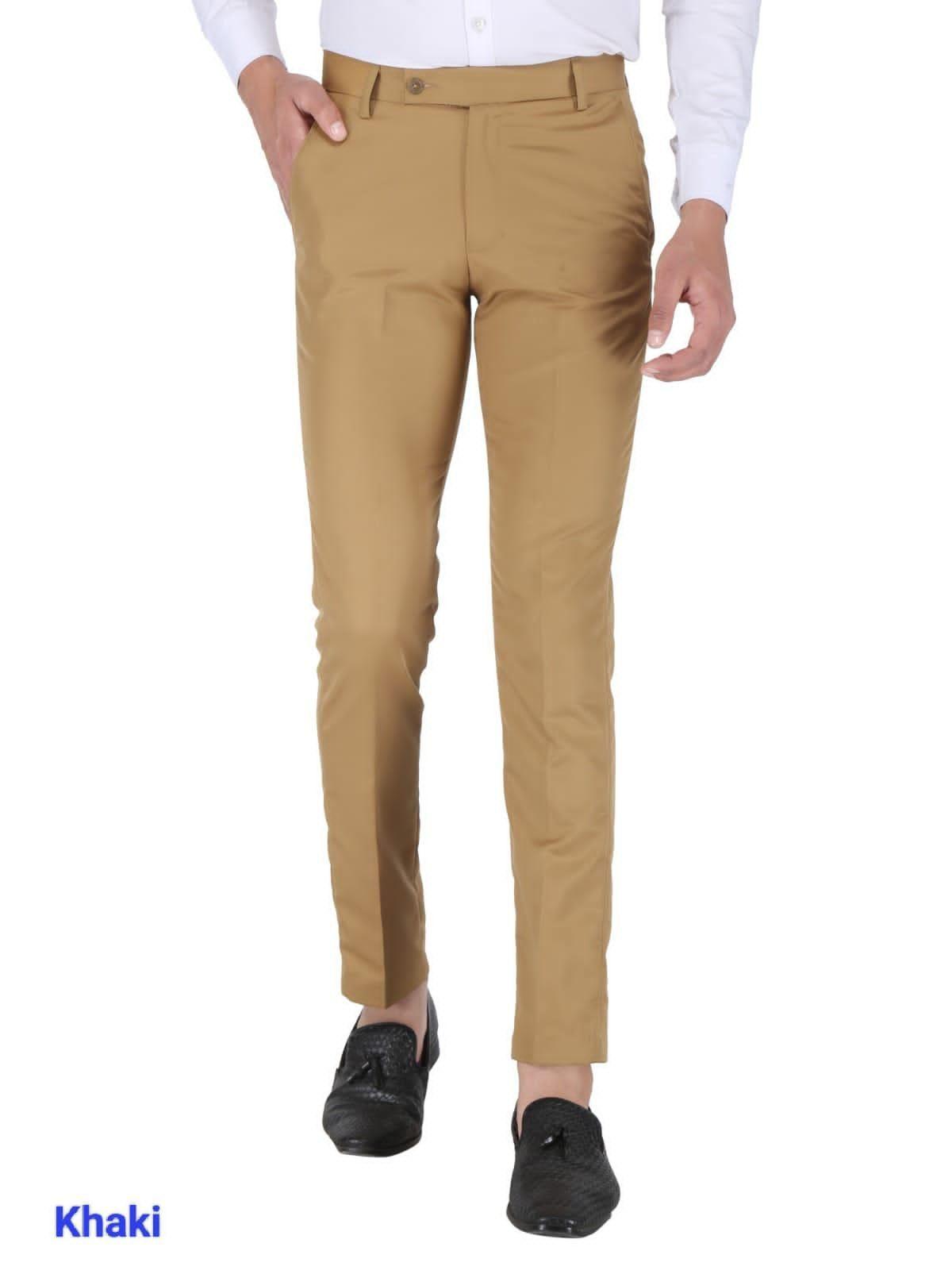 Mens Cotton Stretchable Solid Formal Trouser