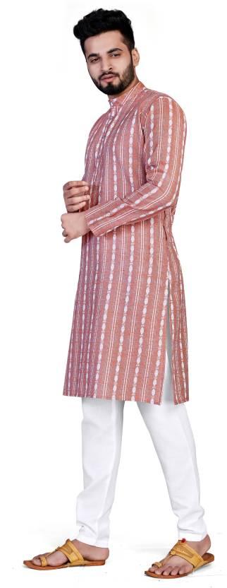 Gerades Kurta aus Khadi-Seide für Männer mit gewebtem Design