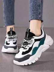 SUSON Damen Weiß-Grün Synthetikleder Sneakers Schuhe