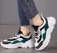 SUSON Damen Weiß-Grün Synthetikleder Sneakers Schuhe