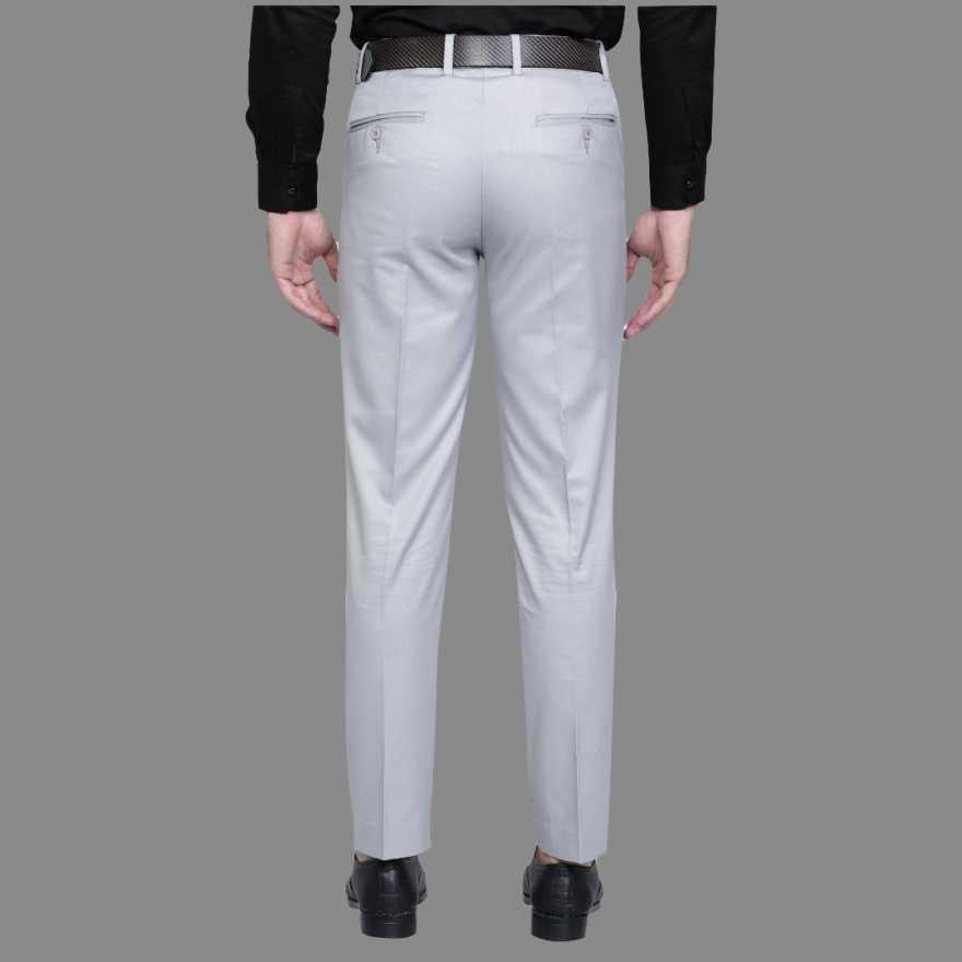 Lycra Blend Solid Regular Fit Mens Formal Trousers