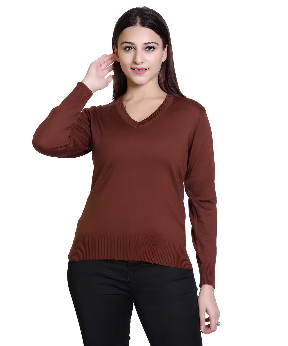 Women's Solid Woolen Full Sleeves Sweater