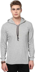 Cotton Solid Full Sleeves Hooded T-Shirt