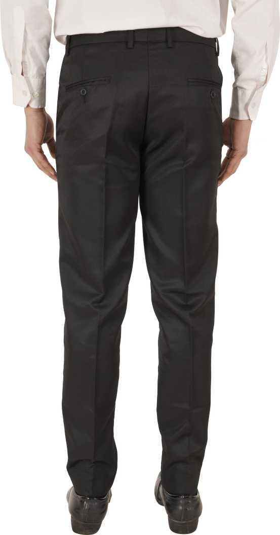 Lycra Blend Solid Regular Fit Mens Formal Trousers