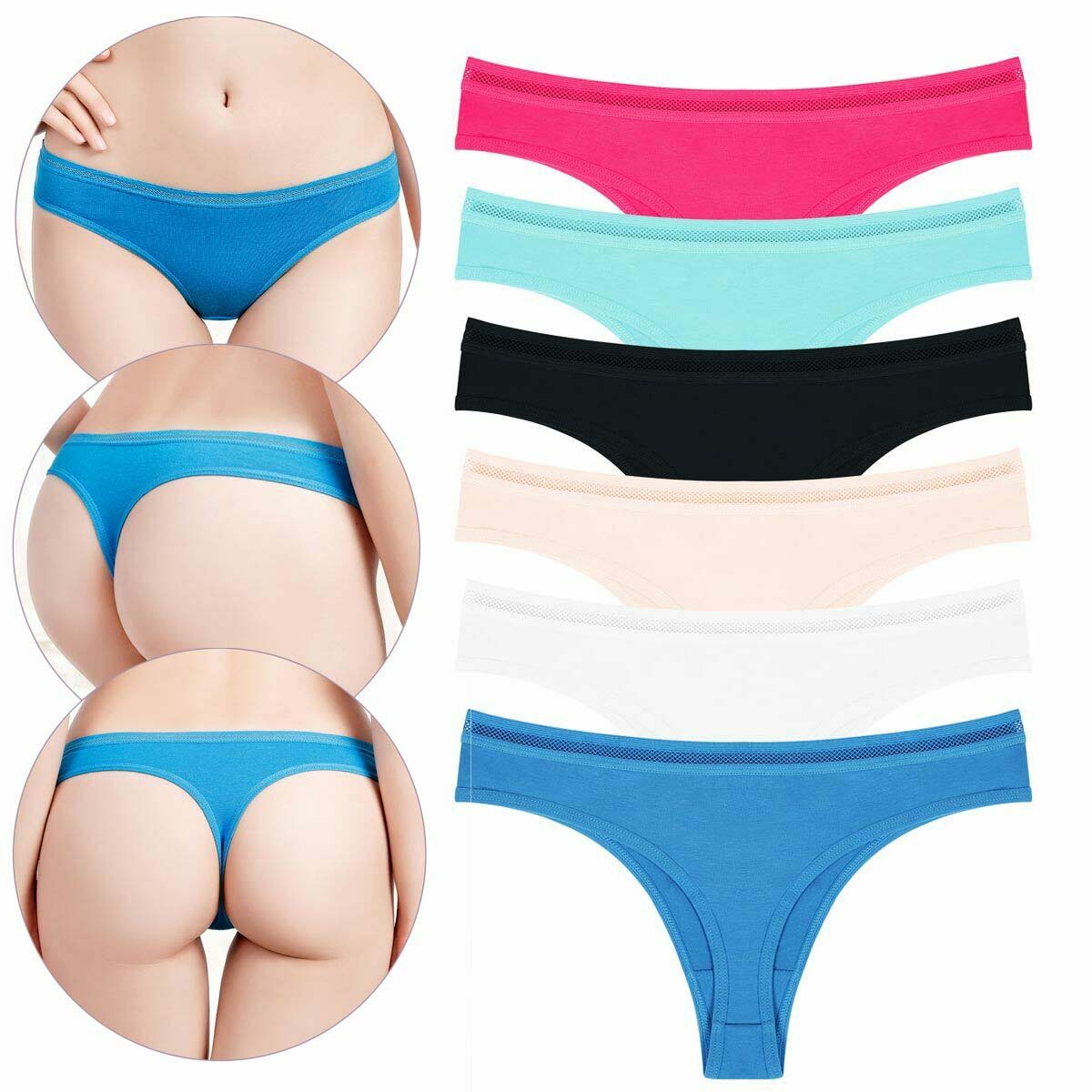 6 PACK PURE COTTON THONG PANTIES