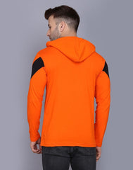 Cotton Color Block Full Sleeves Hooded T-Shirt