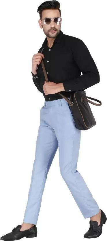 Mens Cotton Stretchable Solid Formal Trouser