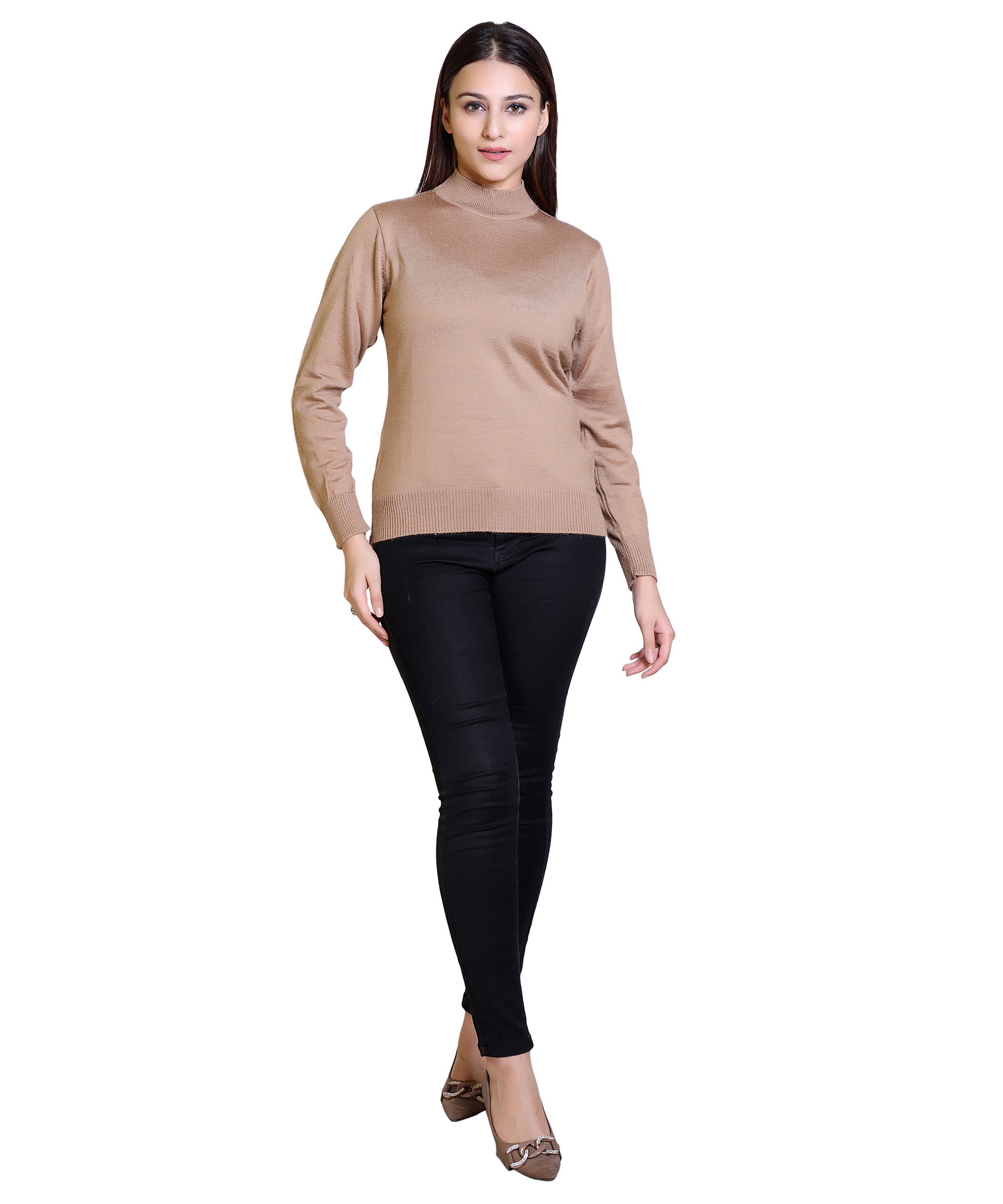 Women's Solid Woolen Full Sleeves Sweater