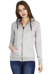 Women Cotton Solid Hoodie Jackets