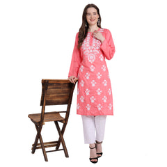 Lucknowi Chikankari Rayon gerade geschnittenes Kurta für Frauen