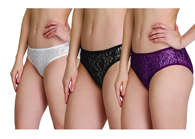 Damen-Höschen-Trio mit niedriger Taille und Spitze, 3er-Pack