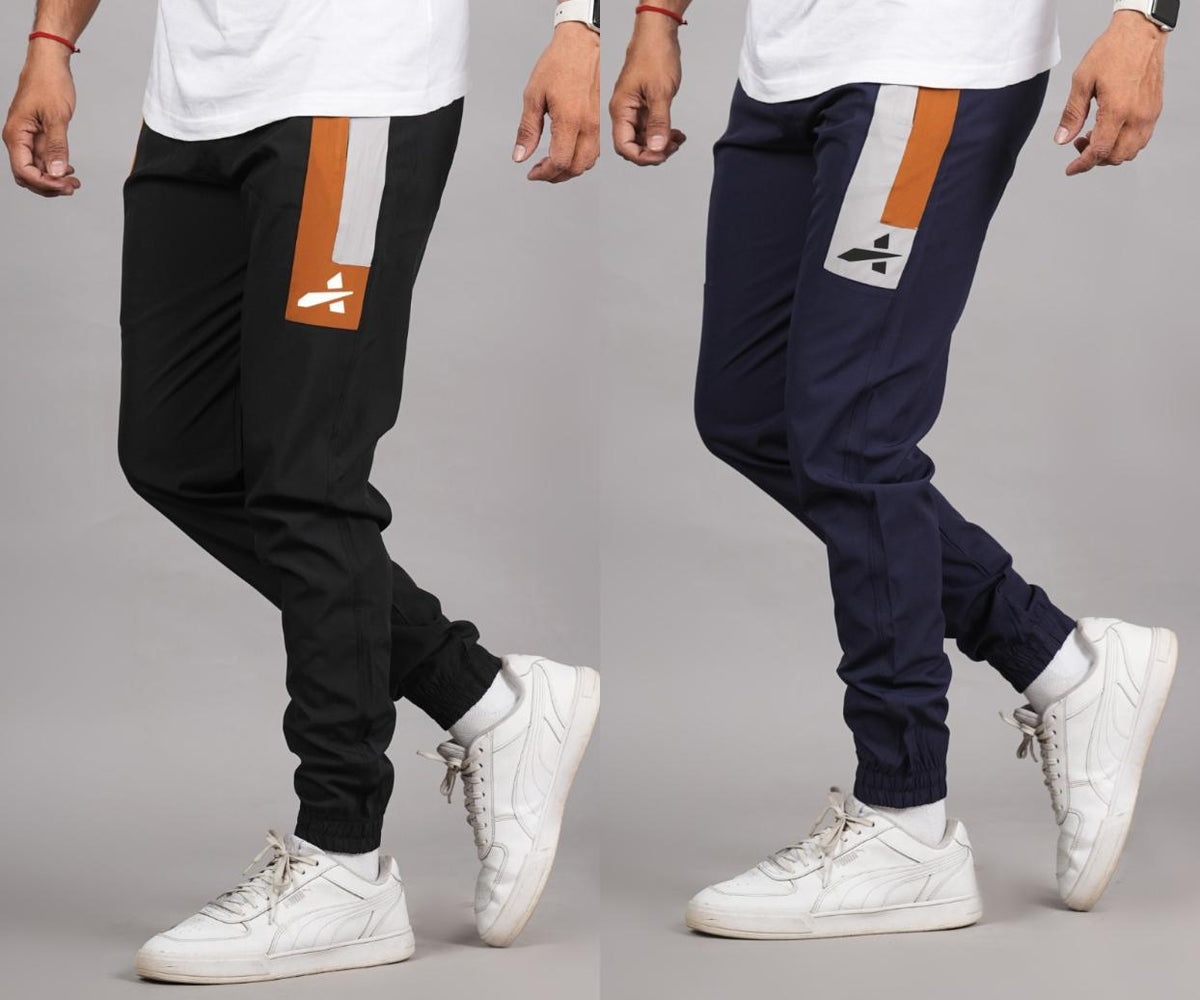 Men's Lycra Color Block Panel Jogger Combo