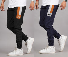 Men's Lycra Color Block Panel Jogger Combo