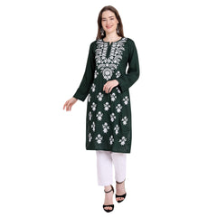 Lucknowi Chikankari Rayon gerade geschnittenes Kurta für Frauen