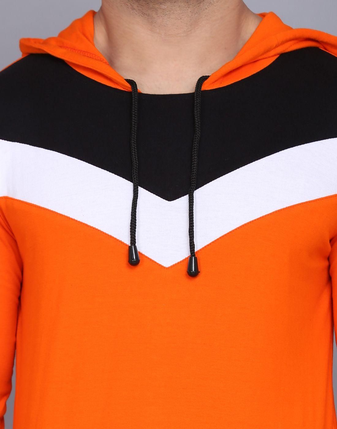 Cotton Color Block Full Sleeves Hooded T-Shirt