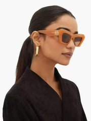 UV-Schutz Cat-Eye-Sonnenbrille (58) (Für Damen, Orange)