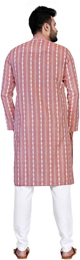 Men Woven Design Khadi Silk Straight Kurta�