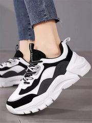 SUSON Damen Weiß-Schwarz Kunstleder Sneakers Schuhe