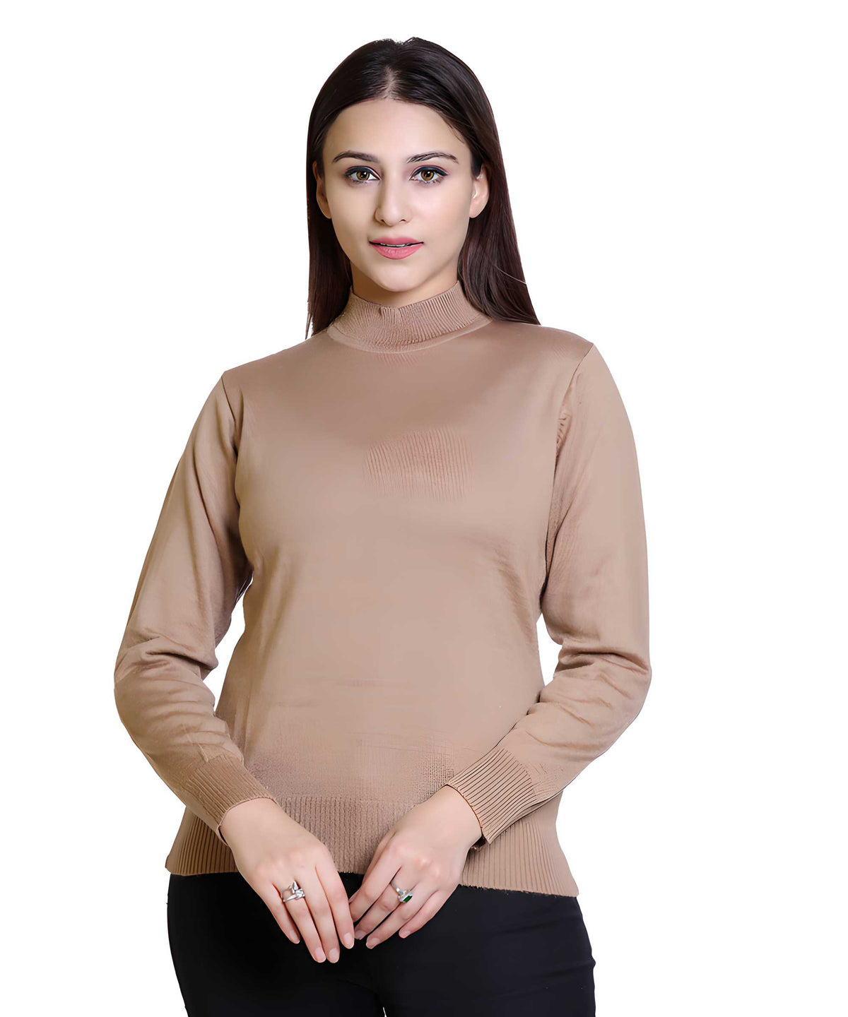 Women's Solid Woolen Full Sleeves Sweater