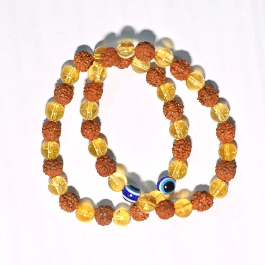 Rudraksha-Armband aus Citrinkristall (2er-Pack)