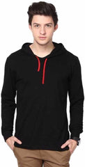 Cotton Solid Full Sleeves Hooded T-Shirt