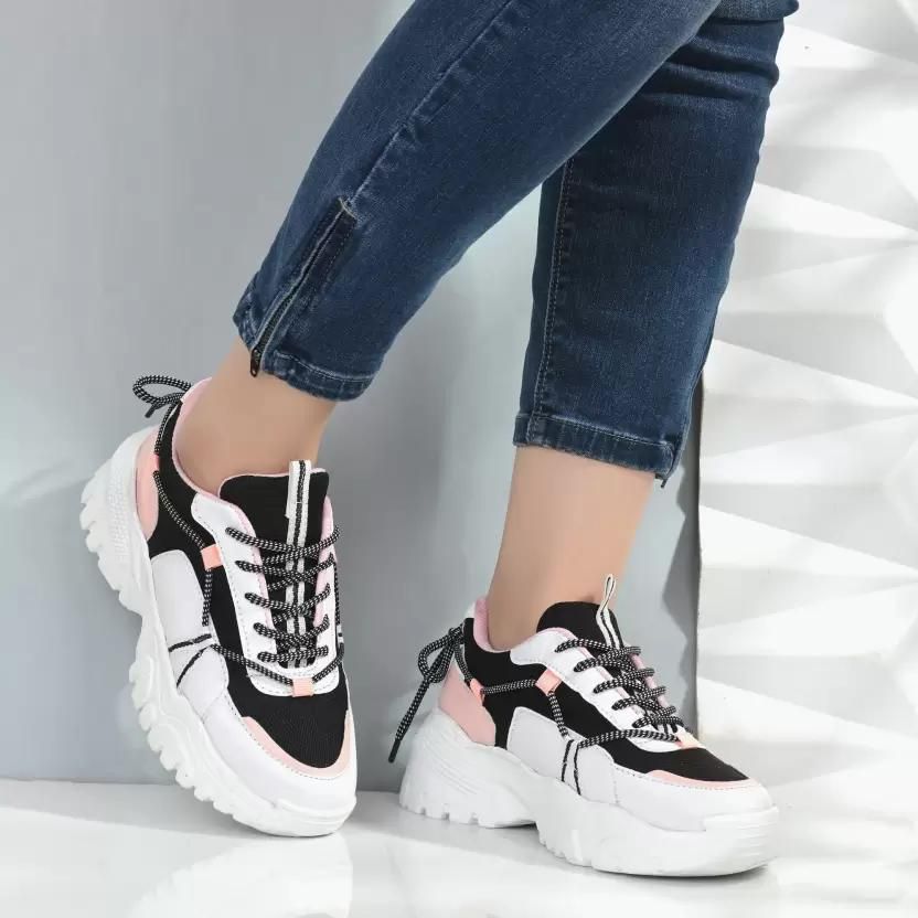 SUSON Damen Weiß-Rosa Kunstleder Sneakers Schuhe