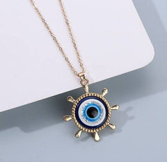 Western Golden Evil Eye Chain Necklace For Women & Gilrs