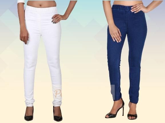 FITWINGS Kombi aus 2 Jeggings für Damen, Slim Fit, Denim, Lycra, dehnbar