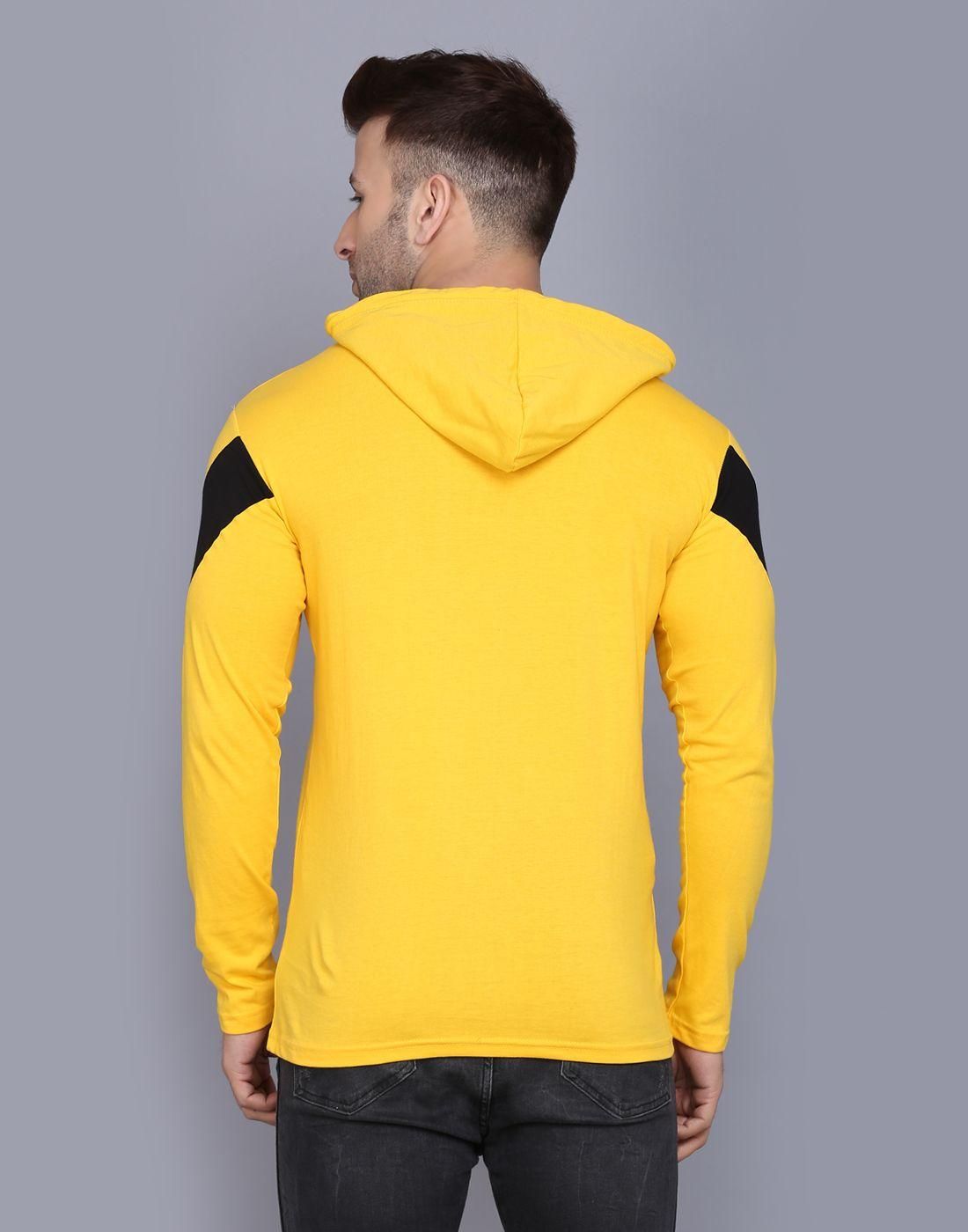 Cotton Color Block Full Sleeves Hooded T-Shirt