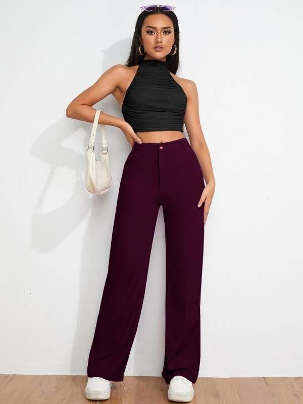 Women's Flat Front Casual Trousers