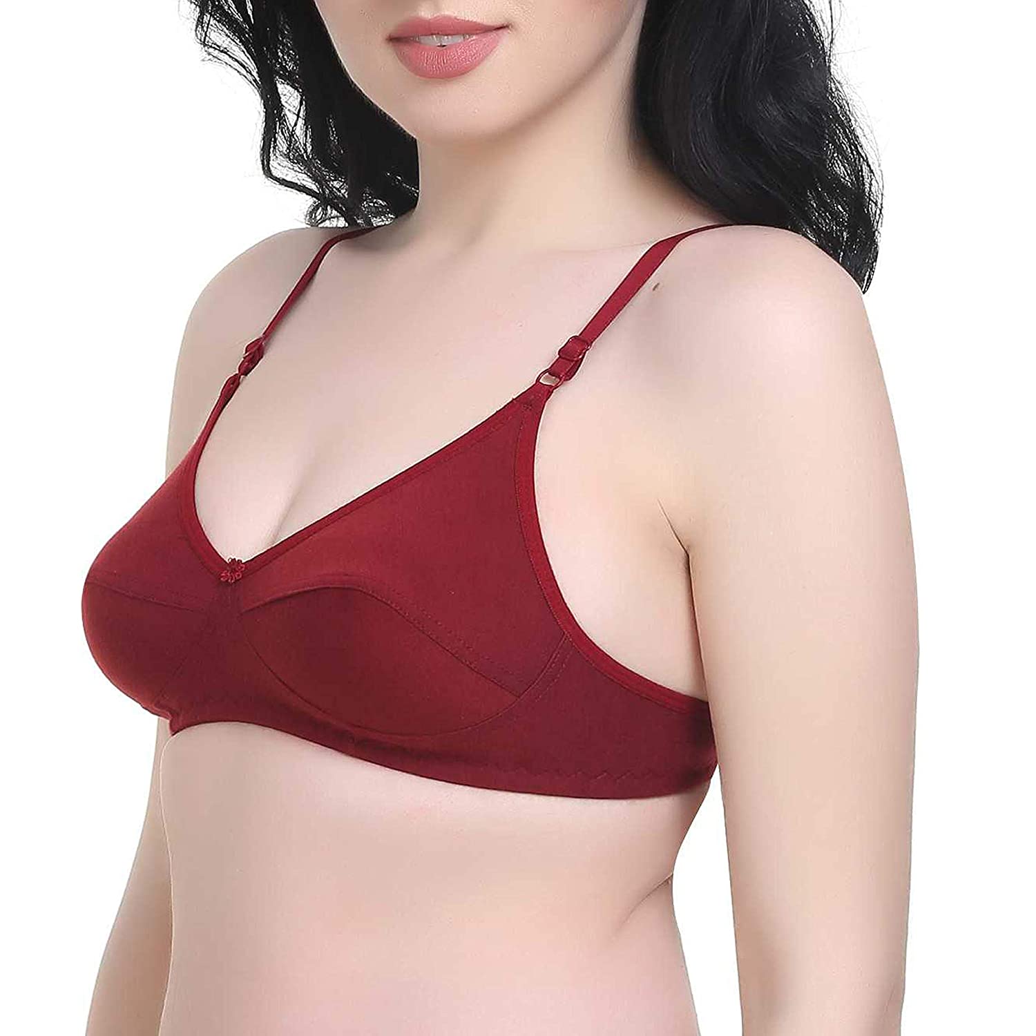 "Women's" T-Shirt Cotton Hosiery Black & Red Bra ( Pack of 2)