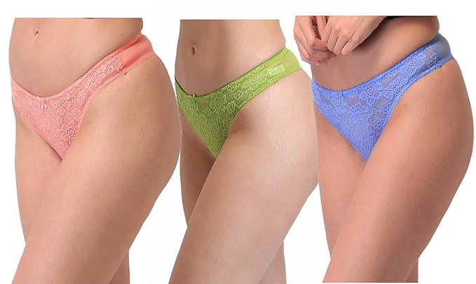 Set of 3 Delicate Lace Panties for Women