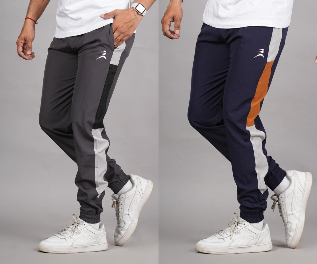 Men's Lycra Color Block Panel Jogger Combo