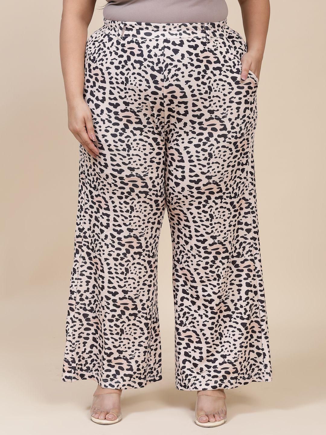 Flambeur Women's Plus Size Casual Animal Print Trouser