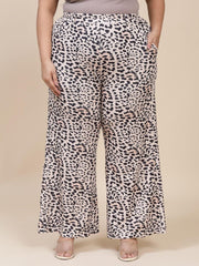 Flambeur Women's Plus Size Casual Animal Print Trouser