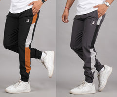 Men's Lycra Color Block Panel Jogger Combo