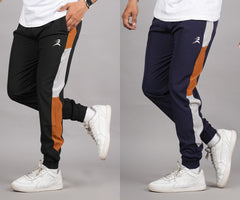 Men's Lycra Color Block Panel Jogger Combo