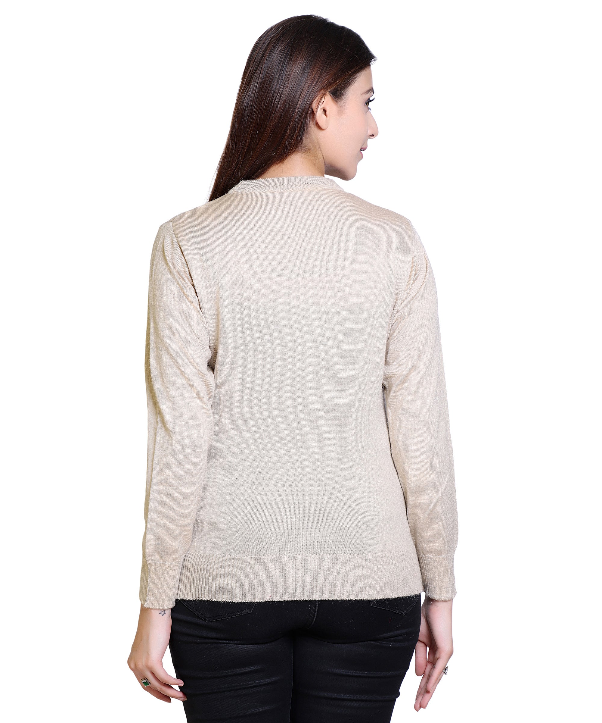 Women's Solid Woolen Full Sleeves Sweater