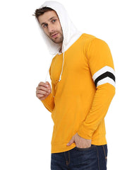 Cotton Solid Full Sleeves Hooded T-Shirt