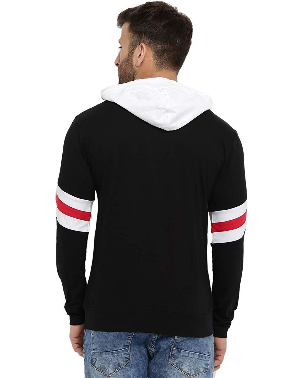 Cotton Solid Full Sleeves Hooded T-Shirt