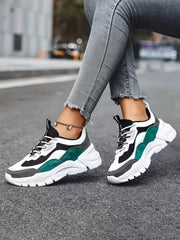 SUSON Women's White-Green Synthetic Leather Sneakers Shoes