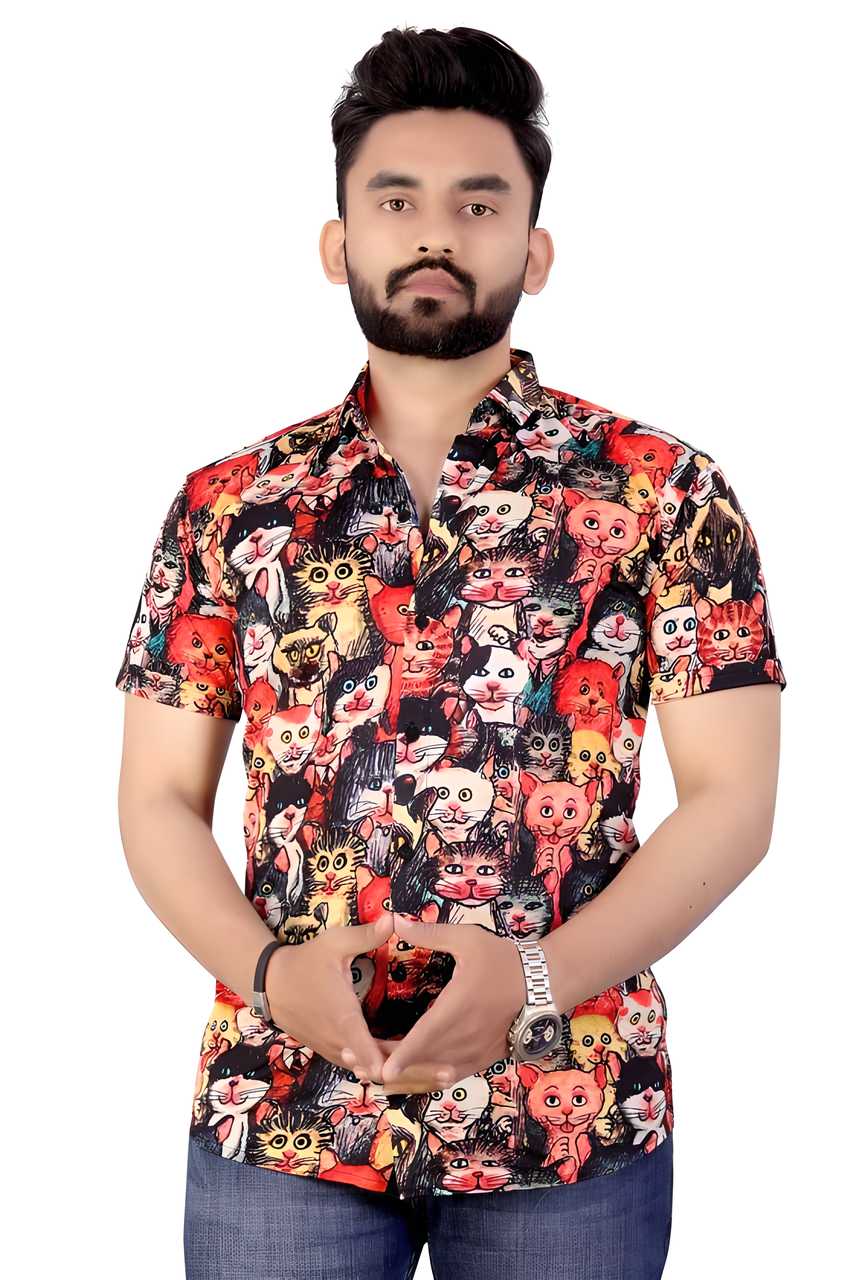 Rayon Printed Half Sleeves Regular Fit Mens Casual Shirt