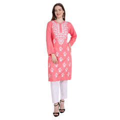 Lucknowi Chikankari Rayon gerade geschnittenes Kurta für Frauen