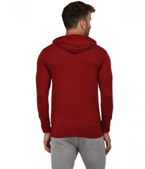 Cotton Solid Full Sleeves Hooded T-Shirt