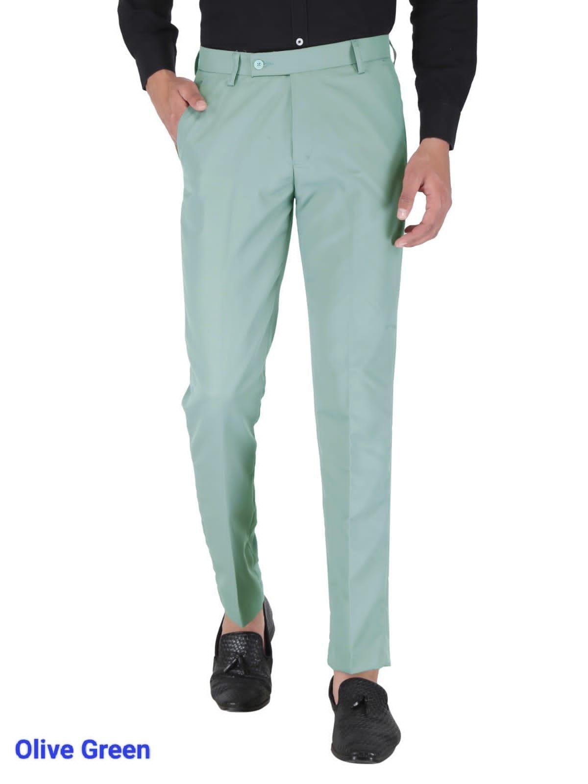 Mens Cotton Stretchable Solid Formal Trouser