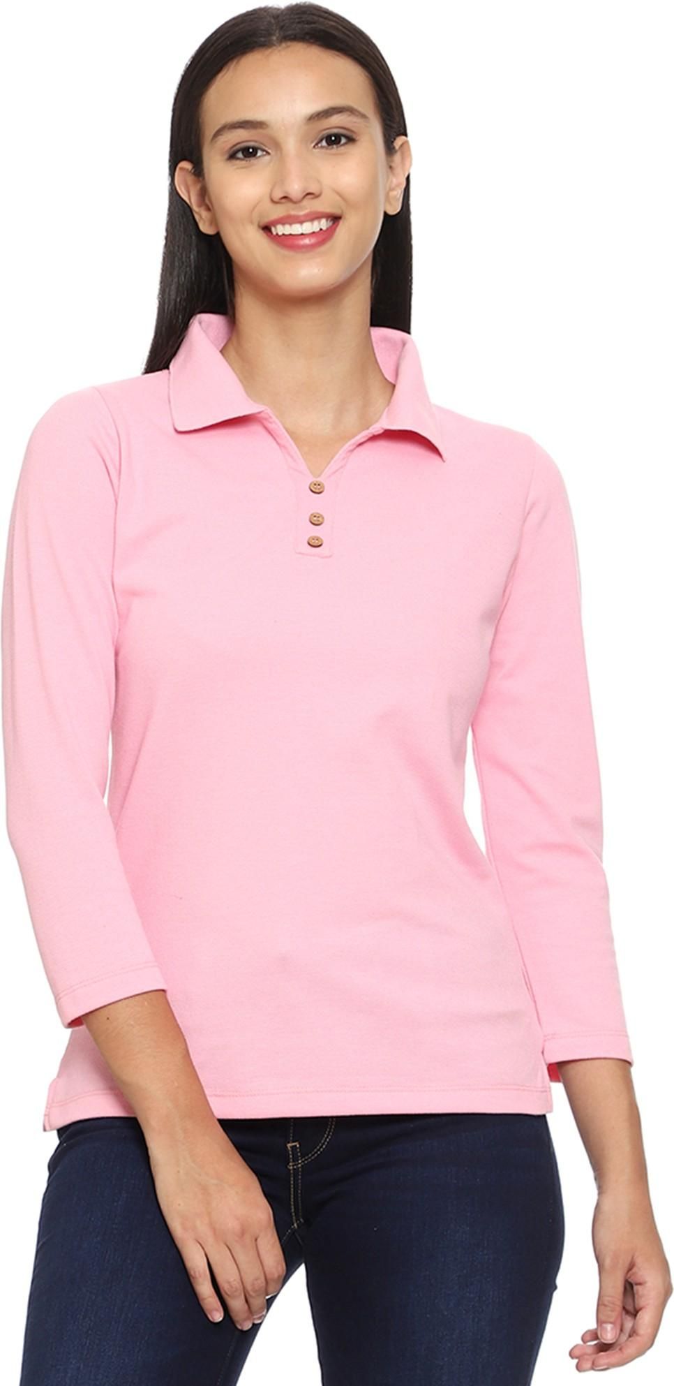 Lässiges Polo-T-Shirt mit 3/4-Ärmeln für Damen