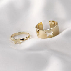 AVR JEWELS Combo of 2 Attractive Gold Plated Butterfly Couple Rings