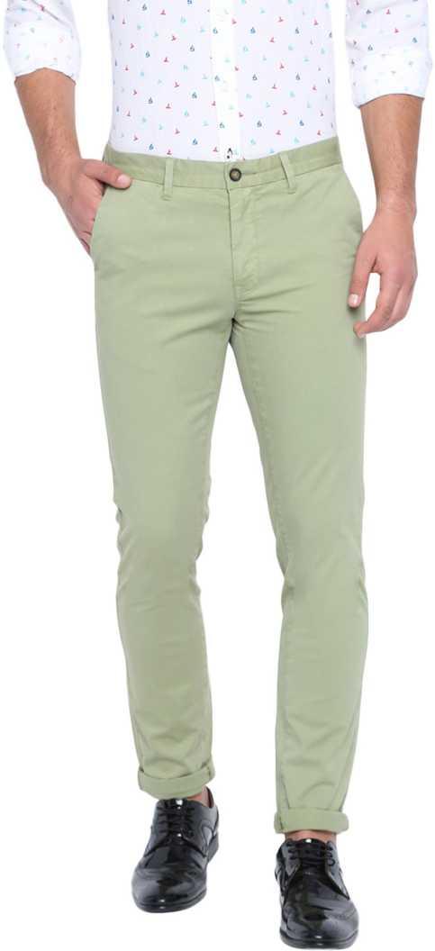 Lycra Blend Solid Slim Fit Mens Casual Trousers